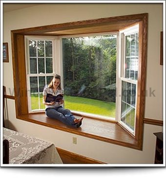 Grey wooden windows